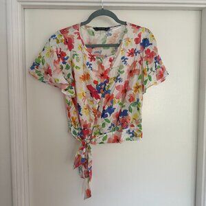 ZARA White Floral Top -- M